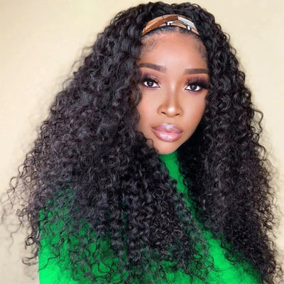Women's Natural Curly Wig Bandage Headgear