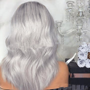Manufacturer European And American Women's Black And Gray Mixed Color Mid-Point Wigs, Long Hair, Micro-Volume Curly Wigs, Wigs